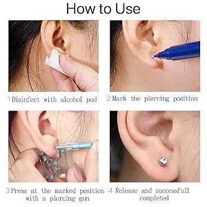 Ear Piercing Gun, 6pcs disposable Safety Ear Piercing Gun Unit Tool with Asepsis Pierce Kit Blue for Piercing kit Piercing Supplies with Ear Stud - 5501956_E