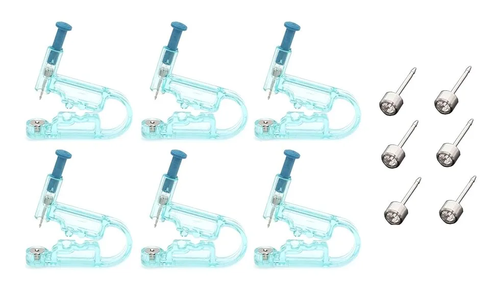 Ear Piercing Gun, 6pcs disposable Safety Ear Piercing Gun Unit Tool with Asepsis Pierce Kit Blue for Piercing kit Piercing Supplies with Ear Stud - 5501956_N