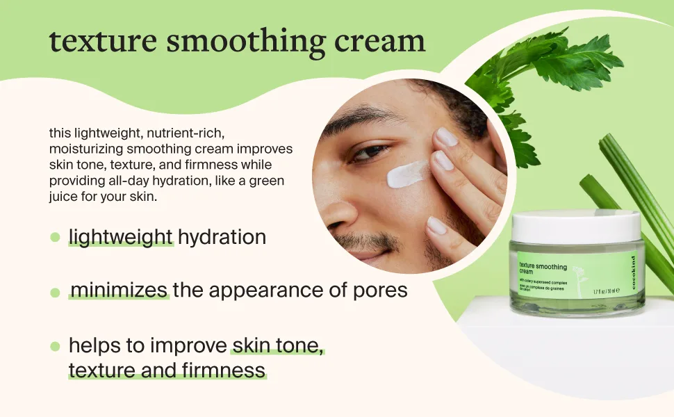 Cocokind Texture Smoothing Cream, Lightweight, Hydrating Face Cream with Squalane and Celery Seed - texture smoothing cream