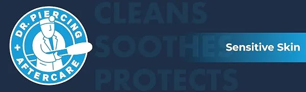 Dr. Piercing Aftercare Sensitive Skin Swabs - Natural Saline-Based Cleaning Solution - Helps Cleanse, Soothe Ear, Nose, Belly Button, Body Piercing Wounds - Clean Storage & Travel Case With 36 Swabs - Dr. Piercing Aftercare sensitive skin swabs cleans soothes protects new piercings nose belly ear
