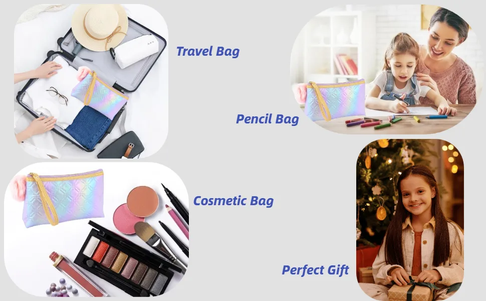 Makeup Bag Toiletry Pouch Travel Cosmetic Storage Organizer (Colorful Laser Purple) - product information 2