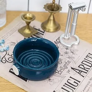 Bicrops Shaving Soap Bowl For Men, Easier to Lather-Black - navy blue