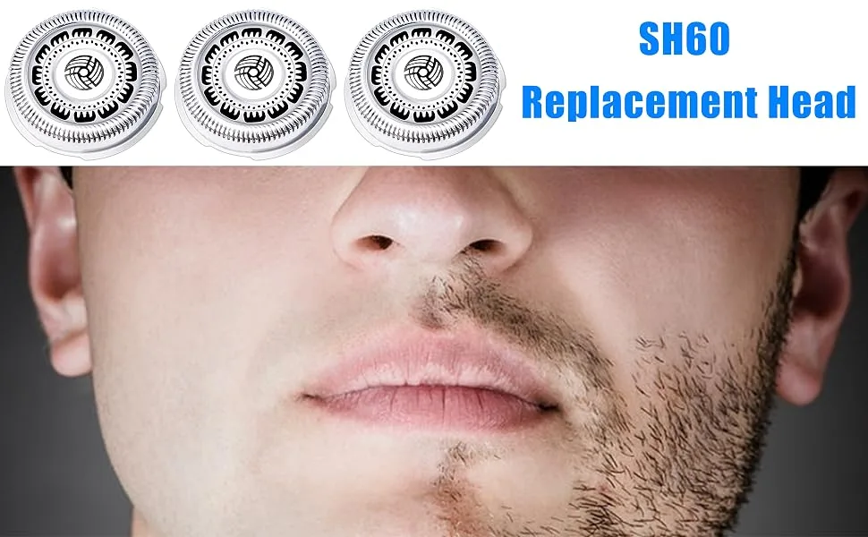 SH60/72 Replacement Heads Compatible with Philipss Norelco Shaver for S6810, S6820, S6850, S6880/81, Replacement Heads for Series 6000 Shavers - SH60 Replacement Head