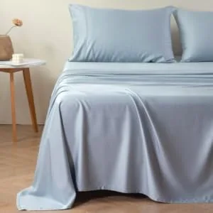 Bamtek Organic Bamboo Sheets - Super Soft and Silky Queen Sheets - Cooling Bamboo Sheets for Hot Sleepers - 4 PCE Deep Pocket Sheet Set - Queen Bamboo Sheet Set (Silver) - Blue Bamboo Sheets