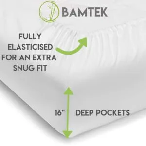 Bamtek Organic Bamboo Sheets - Super Soft and Silky Queen Sheets - Cooling Bamboo Sheets for Hot Sleepers - 4 PCE Deep Pocket Sheet Set - Queen Bamboo Sheet Set (Silver) - Deep pockets and machine washable