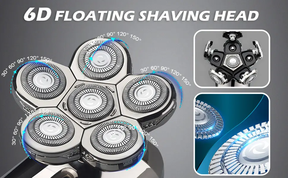 Head Shaver, 6D Floating Electric Head Shavers for Bald Men, LED Display Waterproof Razor for Hair - product information 2