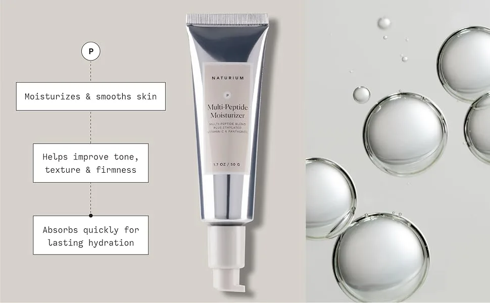 Naturium Multi-Peptide Moisturizer Plus Ethylated Vitamin C & Panthenol, Hydrating & Smoothing Skin Care, 1.7 oz - Multi-Peptide Moisturizer