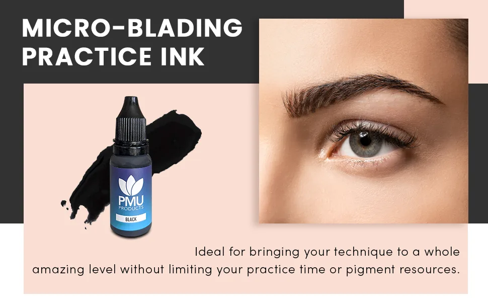 Microblading Practice Ink 15ml – Training Black Practice Ink for Pens, Needles and Practice Skins – Microblading Pigment for Beginners and Professionals (Black) - Microblading Practice Ink