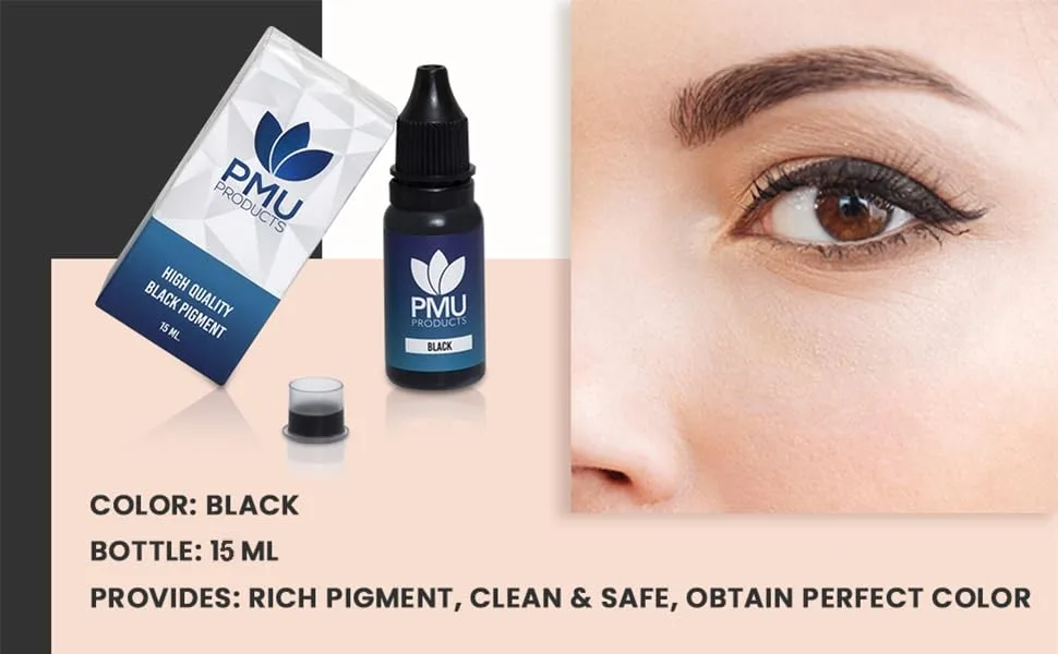 Microblading Practice Ink 15ml – Training Black Practice Ink for Pens, Needles and Practice Skins – Microblading Pigment for Beginners and Professionals (Black) - pmu, ink, black, pigment