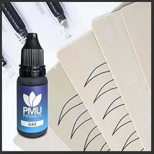 Microblading Practice Ink 15ml – Training Black Practice Ink for Pens, Needles and Practice Skins – Microblading Pigment for Beginners and Professionals (Black) - SPN-SELR