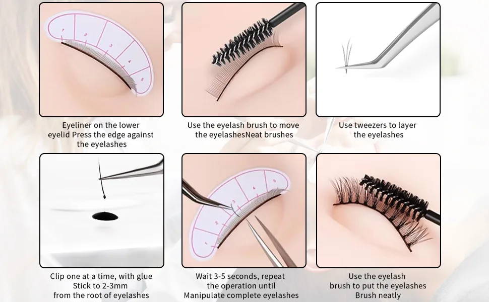 Buqikma 14PCS Lash Extension Kit with Glue Professional False Eyelashes Extension Kit Practice Exercise Glue Tool with Makeup Mannequin Head Extension Starter Kit for Makeup Practice and Graft (14PCS) - How to Graft