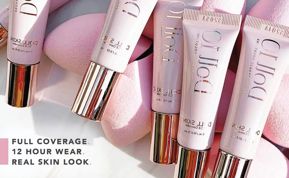 Doll Skin T.C.E Super Coverage Treatment Concealer - Color Correcting Lightweight Vegan & Good for Skin Makeup (Light) - Full Coverage, 12 hour wear, and real skin look