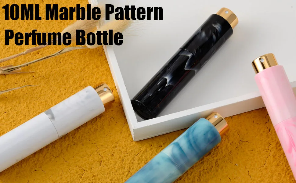 Lil Ray 5 PCS Perfume Atomizer Bottles Set, Refillable Mini Travel Size Empty Perfume Sprayer, Marble Pattern Portable Spray Bottle for Women&Men ( 10ML, 5 Colors ) - 10ML Marble Pattern Perfume Bottle