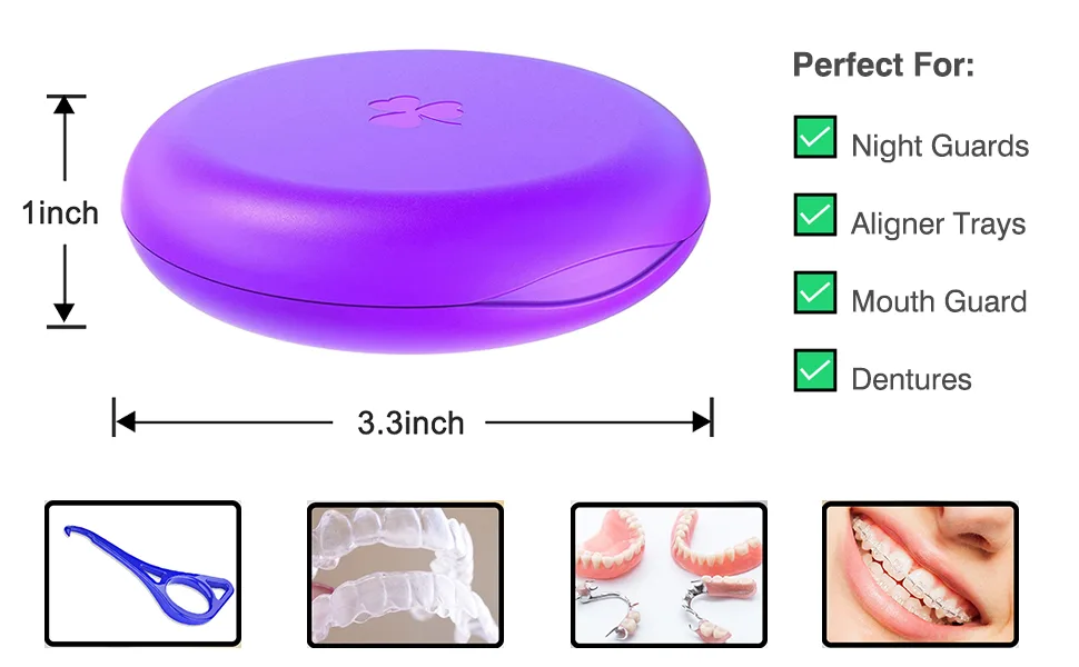 ARGOMAX - 2 Pack Retainer Mouth Guards Travel Cases, Purple + Black C: 1pc Black + 1pc Purple - argomax retainer case