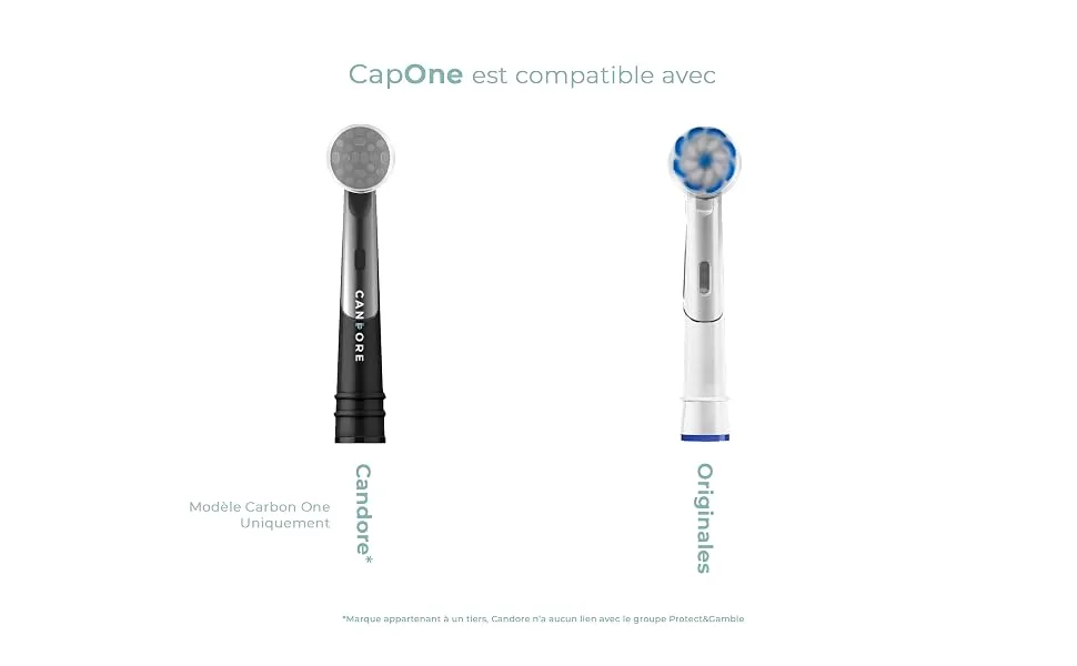 Candore - 4 Cap One |Protection cap covers - for electrical toothbrush |Recycling program |Packaging without plastic |Color transparent |Ideal for travel transport etui - Kappe kompatibel mit oral b