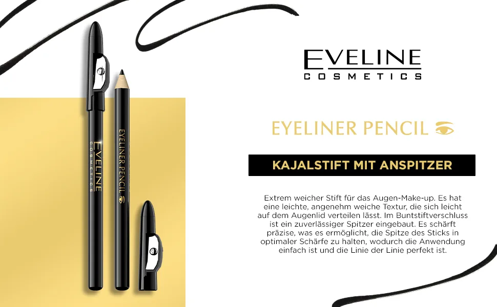 Eveline Cosmetics Eyeliner Pencil Eyeliner Black Red 1 piece (1 pack) - eyeliner