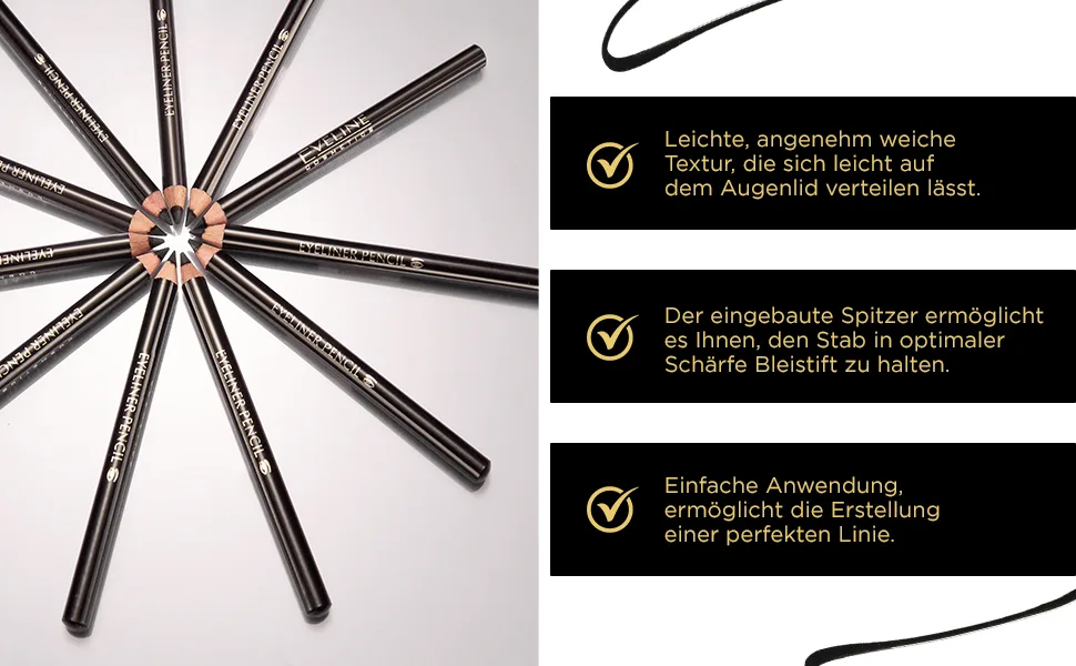 Eveline Cosmetics Eyeliner Pencil Eyeliner Black Red 1 piece (1 pack) - eyeliner