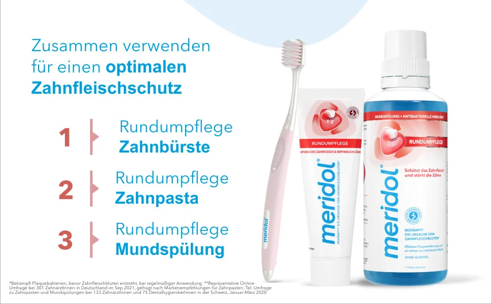 Meridol mouth rinsing circular puree 400ml - antibacterial effect protects gums strengthens the teeth and refreshes the breath without alcohol 400 ml (1 Pack) - product information 5
