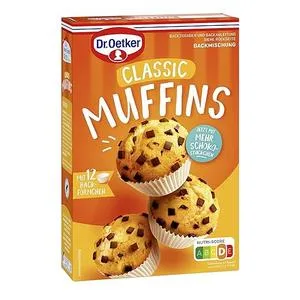 Dr.Oetker muffins 370g baking mix for classic batter with chocolate pieces for preparing 12 juicy muffins including paper backproof baking mixture 380 g (1 Pack) - product information 2