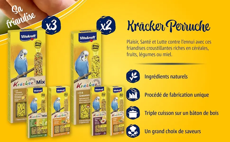 Vitakraft Parakeet Crackers Honey & Sesame - 2 Sticks - Vitakraft, Vögel, Kracker Wellensittich, Sittiche, Snacks, Sittiche, Nahrungsergänzungsmittel