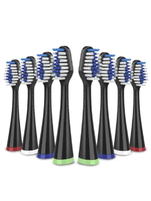 Replacement Toothbrush Heads for Complete Care 5.0/9.0 (CC-01/WP-862), STRB-8WB, (8-Pack, Black) - replacement toothbrush heads for waterpik complete care 5.0/9.0