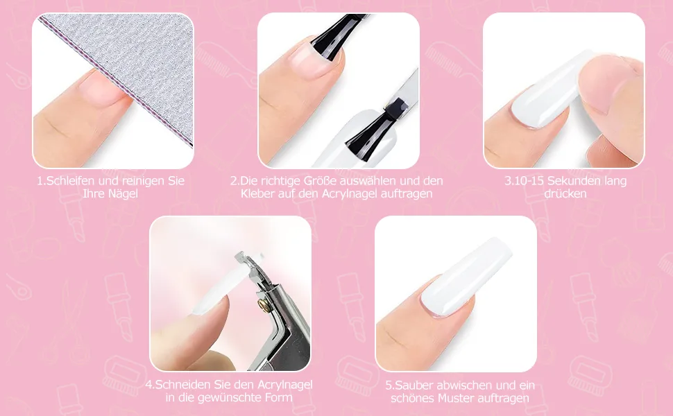 Nail tips 500 pieces wrong nail acrylic artificial nail tips with storage case for nail studios and DIY nail art at home 10 sizes (white) white 1 piece (500 pack) - Nail Tips