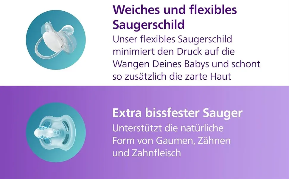 Philips Avent Ultra Soft Schnuller- 2-person pack BPA-free extra soft pacifier for babies from 18 months including transport and sterilization box green/orange (model SCF093/01) - product information 3