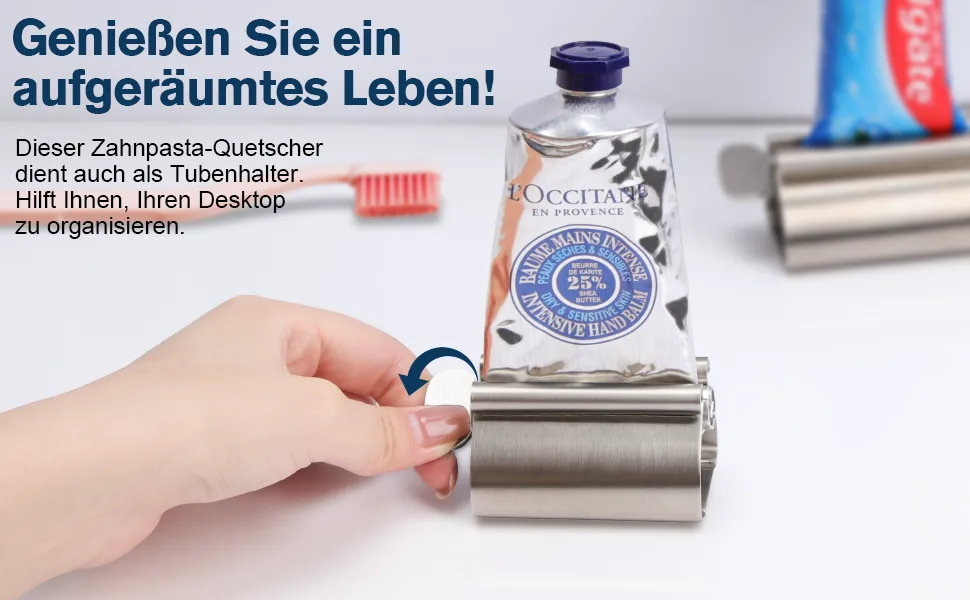 Zivacate 2 Pack Toothpaste Tube Squeezer Rolling Tube Toothpaste Dispenser Made of Stainless Steel with Toothpaste Holder Seat Function Wide - tubenausdrücker