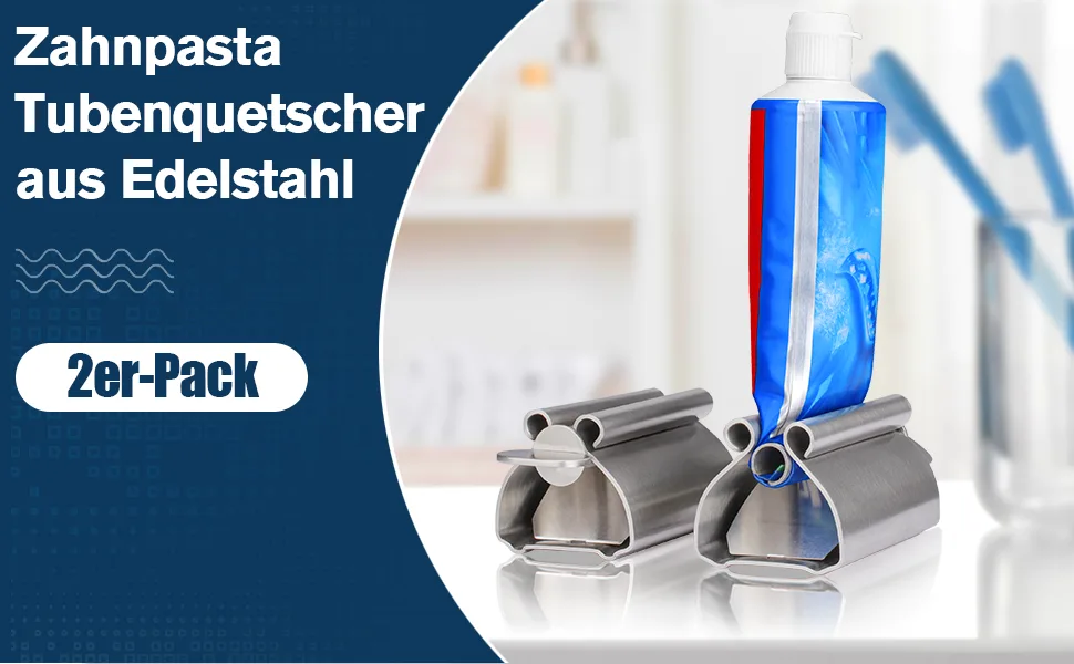 Zivacate 2 Pack Toothpaste Tube Squeezer Rolling Tube Toothpaste Dispenser Made of Stainless Steel with Toothpaste Holder Seat Function Wide - tubenquetscher