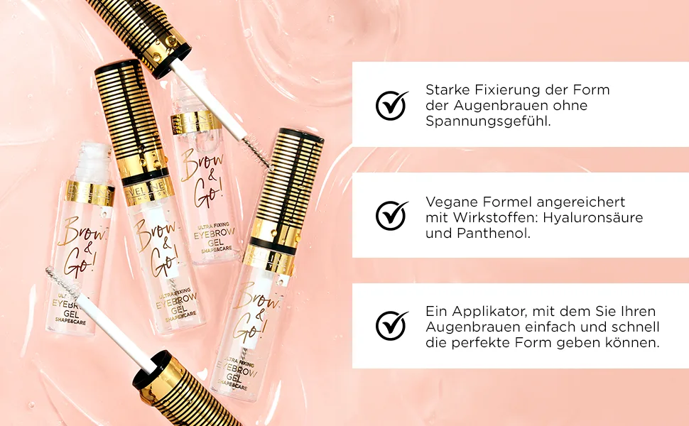 Eveline Cosmetics Brow&Go! Strong gel for fixing and caring for eyebrows 6 ml Transparent - brow&GO