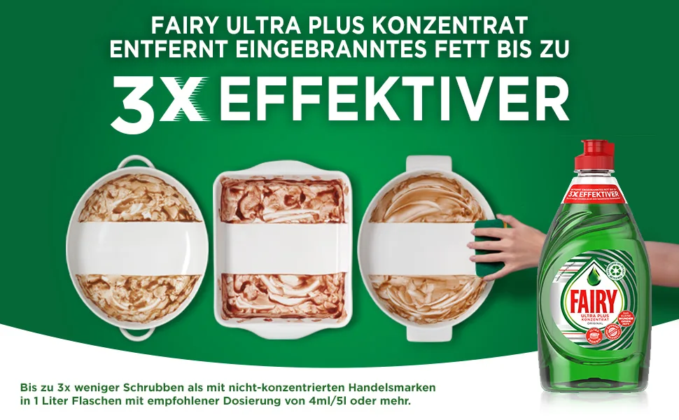 Fairy detergent (625 ml) Original Ultra Plus with effective formula for clean dishes and fatty loose 625 ml (1 Pack) Original Ultra Plus - Fairy