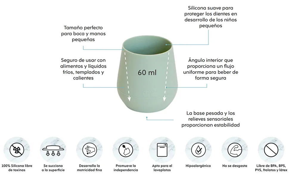 ezpz EUTSS001 Tiny Cup Silicone Cup Sage Green 1 Piece (Pack of 1) - Kleine Tasse