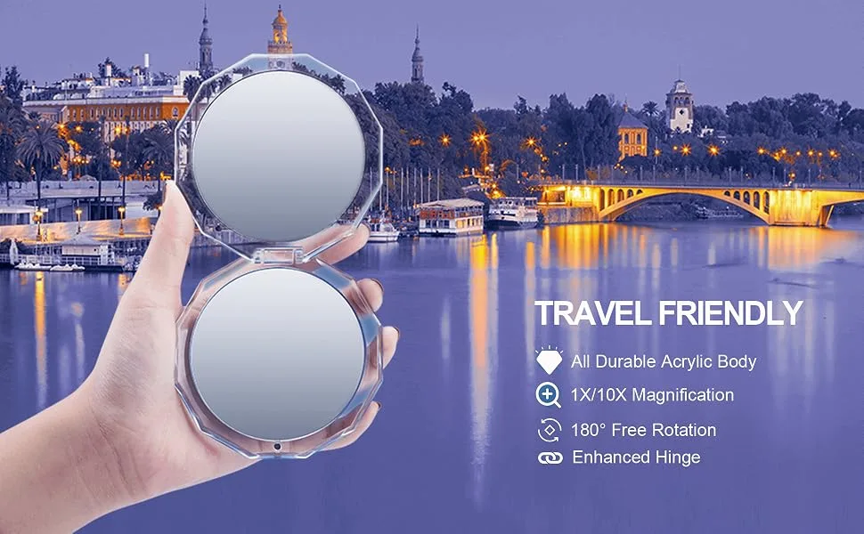 OMIRO Compact Mirror, 3½" 1X/10X Magnification Mini Folding Makeup Mirror for Purses (Color of The Year 2022 - Very Peri) - product information 5
