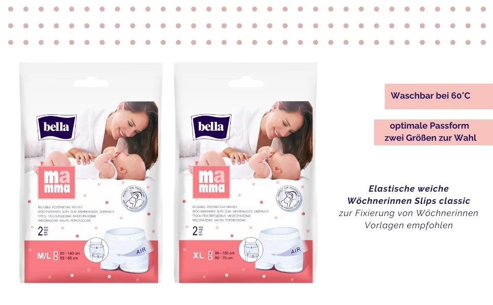 bella Mamma postpartum briefs size M/L 80 - 120cm pack of 4 (4 x 2 briefs) elastic soft and skin-friendly - Wochenbett Slips