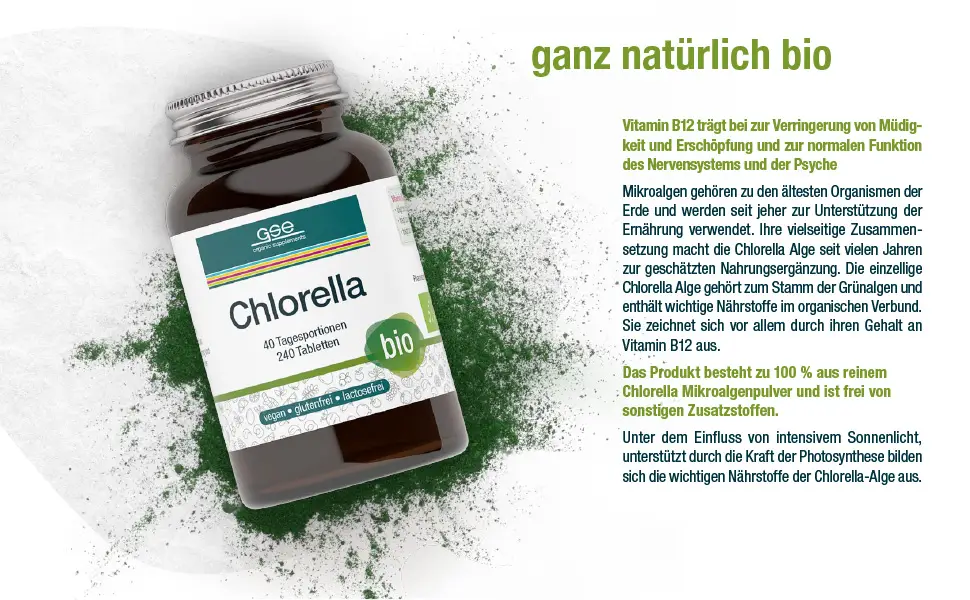 GSE Chlorella Pressing 240 tablets nutrient-rich micro algae rich in chlorophyll 100% vegetable vegan and without additives organic quality grows 240 pieces (1 Pack) - Chlorella