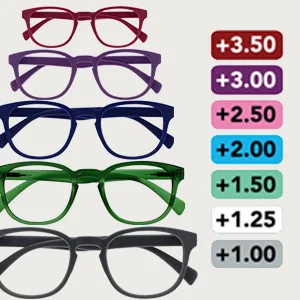 Opulize met reading glasses 2 Pack slim round frame spring hinges scratch-resistant purple Schildpatt Solide bracket men RR60-5 +3.00 +3.00 Dioptria purple Schildpront cherry red arms - Strength