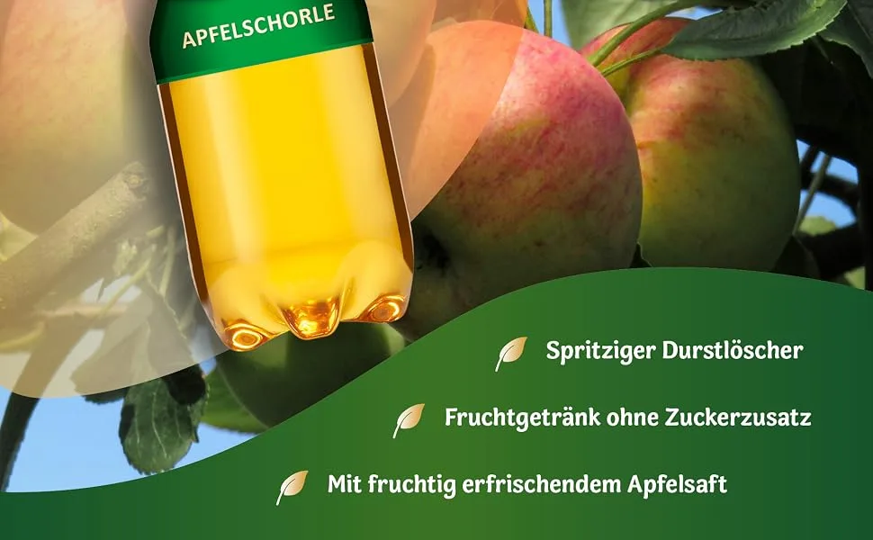 Pfanner apple spritzer (6 x 0.5 l) made from 55% fruit content with carbonic acid - fruit drink with no added sugar - spritzer in a bulk pack - Apfelschorle 0,5 6x Vorratspack A+