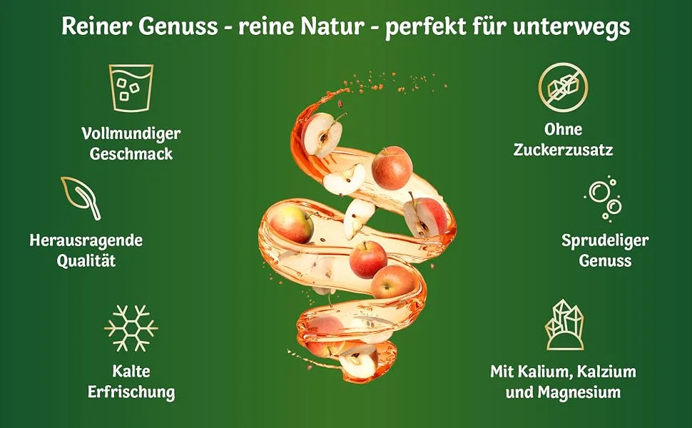Pfanner apple spritzer (6 x 0.5 l) made from 55% fruit content with carbonic acid - fruit drink with no added sugar - spritzer in a bulk pack - Apfelschorle 0,5 6x Vorratspack A+