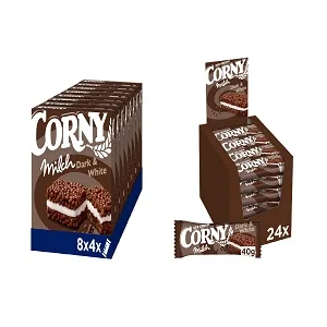 Cereal bar Corny Milk Dark & White milk sandwich with cocoa and milk cream 32x30g - product information 2