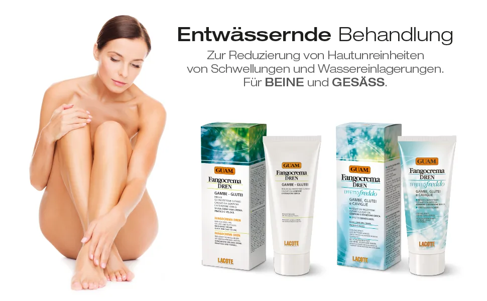 Guam fangocrema DREN Cooling effect for legs buttocks and ankles against swelling water accumulation refreshing effect made in Italy 200 ml pack - Entwässernde Behandlung
