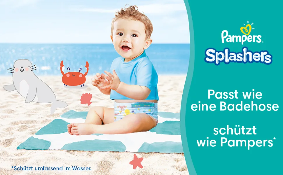 Pampers Splashers Size 4-5 (4 Packs x 11 Disposable Swim Diapers) Size 4-5 (44 Count) - Pampers Splashers
