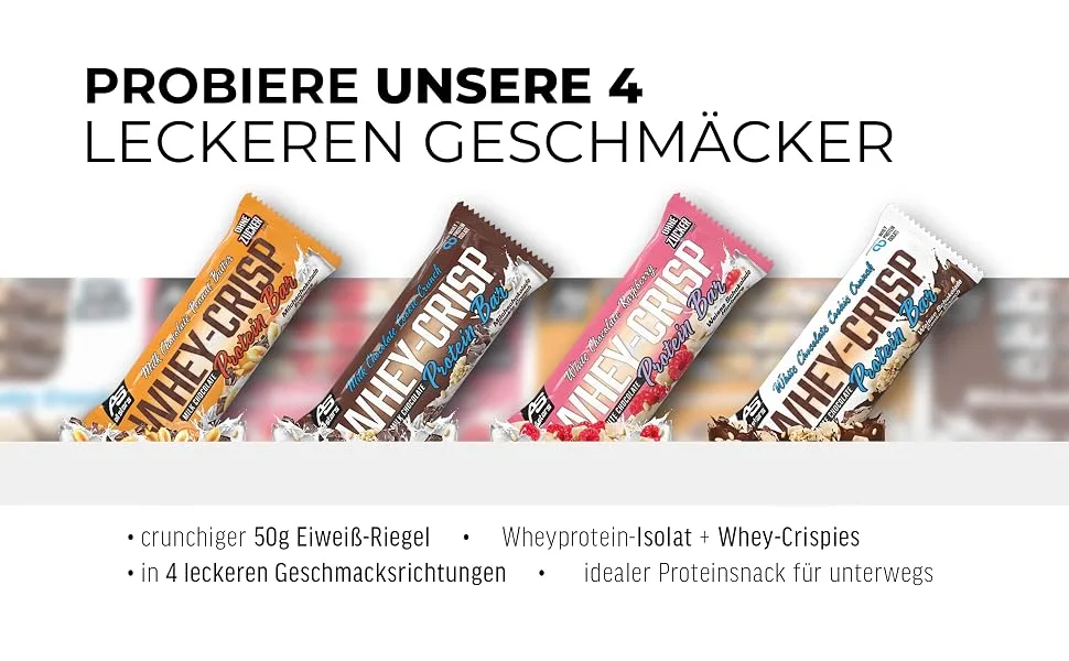 All stars whey-crisp protein bar white chocolate cookie crunch 25 x 50 g) White chocolate cookie crunch 25 pieces (1 Pack) - Whey Crisp