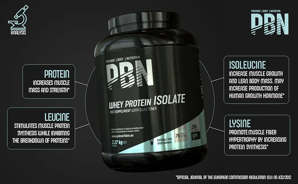Premium Body Nutrition - Whey ISOLATE Powder 2.27 kg Strawberry - 33 Servings Strawberry 2.27 kg (1 Pack) - isolate