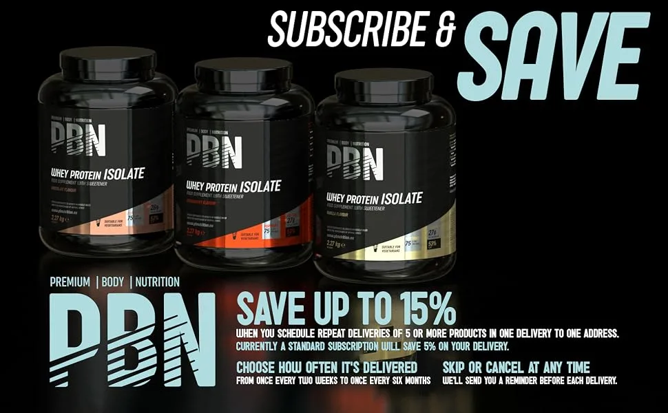 Premium Body Nutrition - Whey ISOLATE Powder 2.27 kg Strawberry - 33 Servings Strawberry 2.27 kg (1 Pack) - subscribe and save