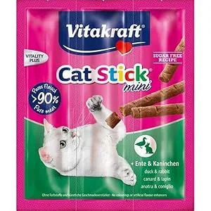 Vita power cat stick classic with duck and rabbits cat snack meaty mini sticks individually packed without added sugar (3x 6g) duck 18 g (1 Pack) - product information 2