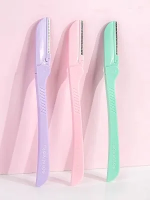 Brushworks Precision Eyebrow Razors Pastel Colors Pack of 3 - Augenbrauenrasierer