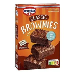 Dr.Oetker Brownies 456g baking mix for dark batter with rasp chocolate for preparing 16 brownies including practical baking pan - product information 2