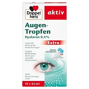 Double-heart eye drop extra hyaluron 0.4%-moisturizing eye drops with a relieving effect in dry & irritated eyes-10 x 0.5 ml (pack with 2) 0.5 ml (20 pack) - Augen Tropfen