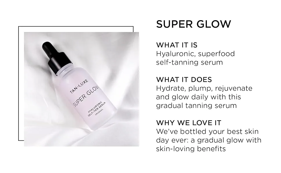 Tan Luxe SUPER GLOW - super glow, tanning, skincare, skin care, gradual, restore, protect, anti-aging, makeup, beauty