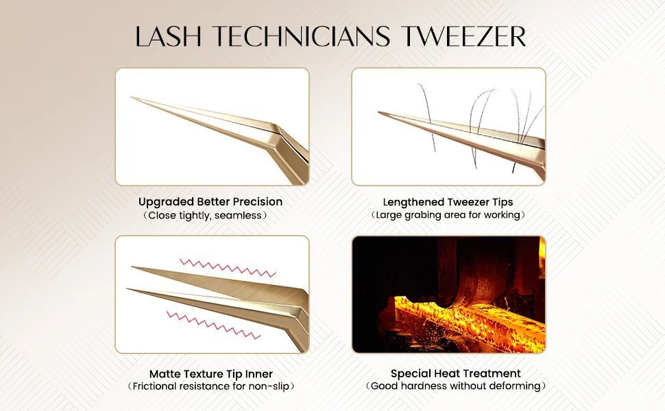 LANKIZ Eyelash Extension Tweezers, Professional Boot Tweezer L Angled Tips for 3D-5D Individual Volume Fan Making Precision Lash Extensions Volume Tweezer Tool-Boot 08A Set 1-G08A - LASH TECHNICIANS TWEEZER